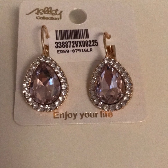 Beautiful light  pink crystal earrings - Picture 2 of 3